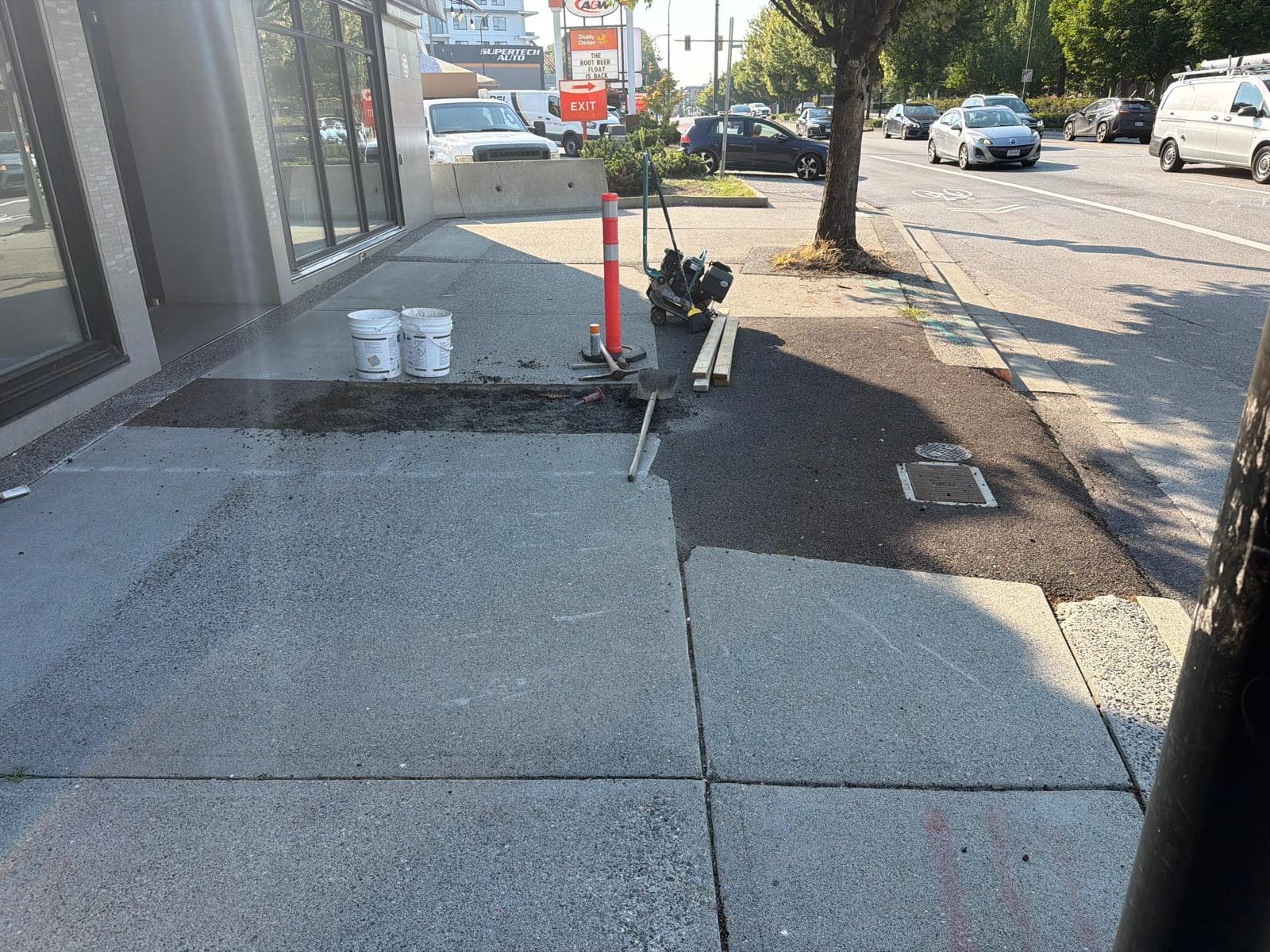 Sidewalk removed — before