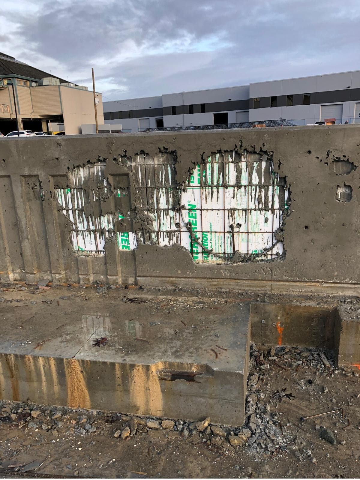 Exposed void after formwork stripped — before